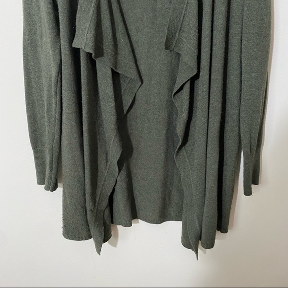 LOFT Green Draped Open Cardigan XS - Picture 3 of 10